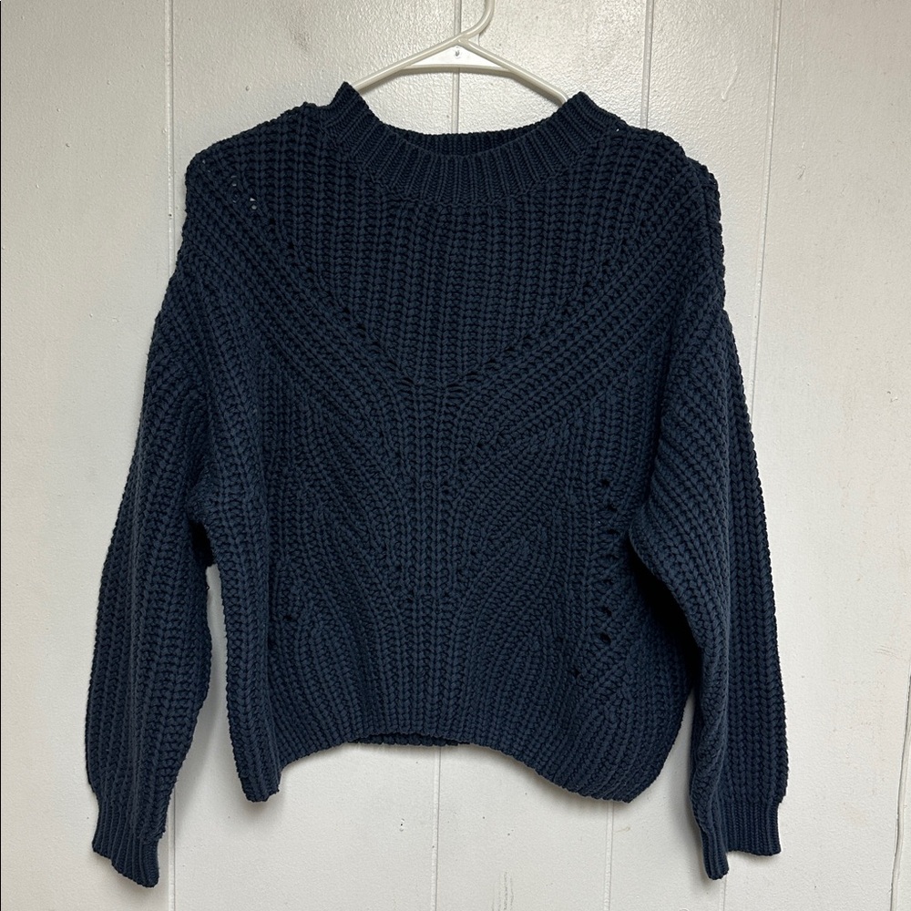 Pharaoh Ersa Crop Cotton Sweater In Blue Cropped Boxy Fit Size 0/1